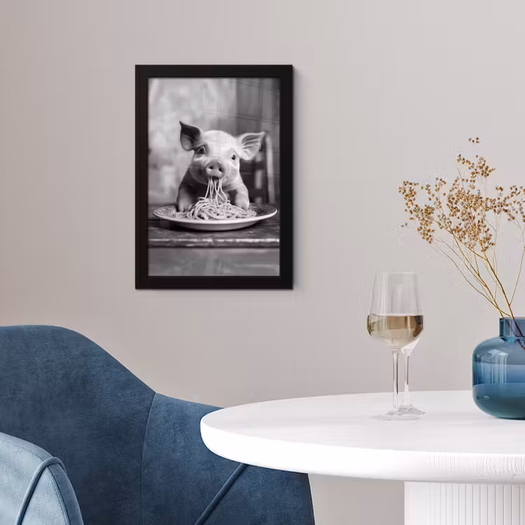 Poster met lijst - Big met Spaghetti Zwart Wit — 4