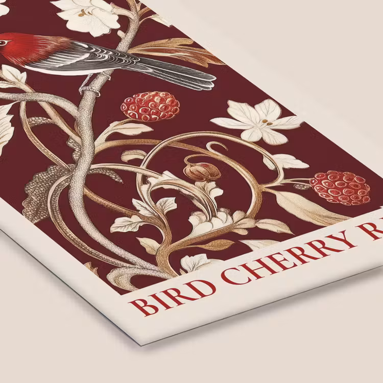 Poster met lijst - Vogel - Bordeaux - Bloemen - Bessen — 7