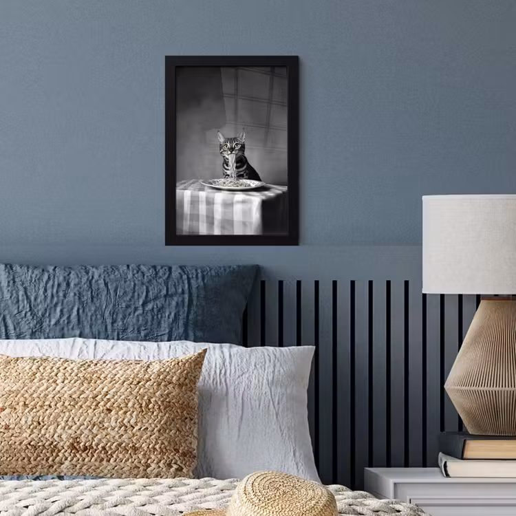 Poster met lijst - Bengaal - Kat - Tafelkleed - Zwart - Wit - Dier — 3