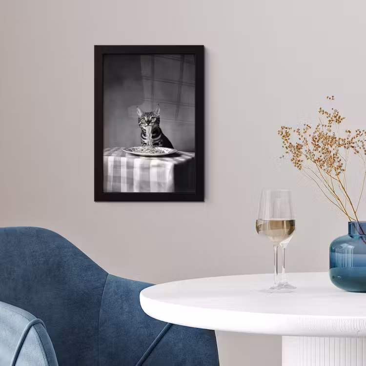 Poster met lijst - Bengaal - Kat - Tafelkleed - Zwart - Wit - Dier — 4