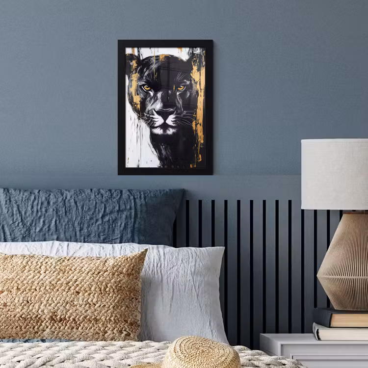 Poster met lijst - Panter - Zwart - Abstract - Verfstreken — 3