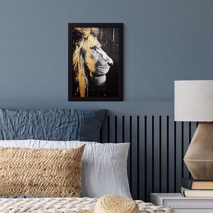 Poster met lijst - Portret - Leeuw - Abstract - Goud — 3