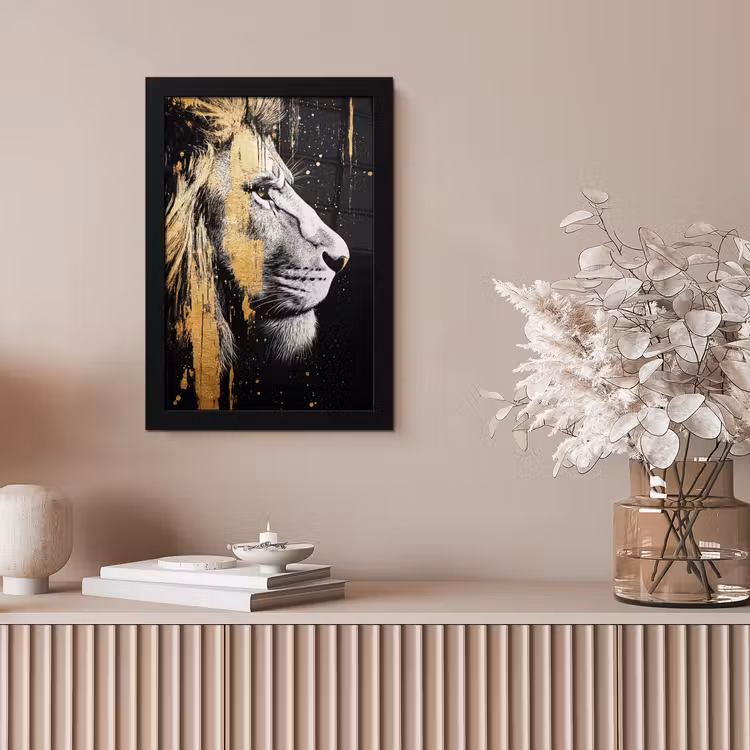 Poster met lijst - Portret - Leeuw - Abstract - Goud — 5