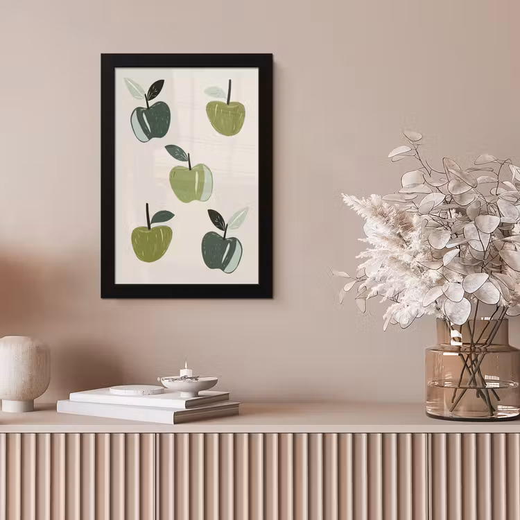 Poster met lijst - Appels - Groen - Illustratie - Bladeren — 5