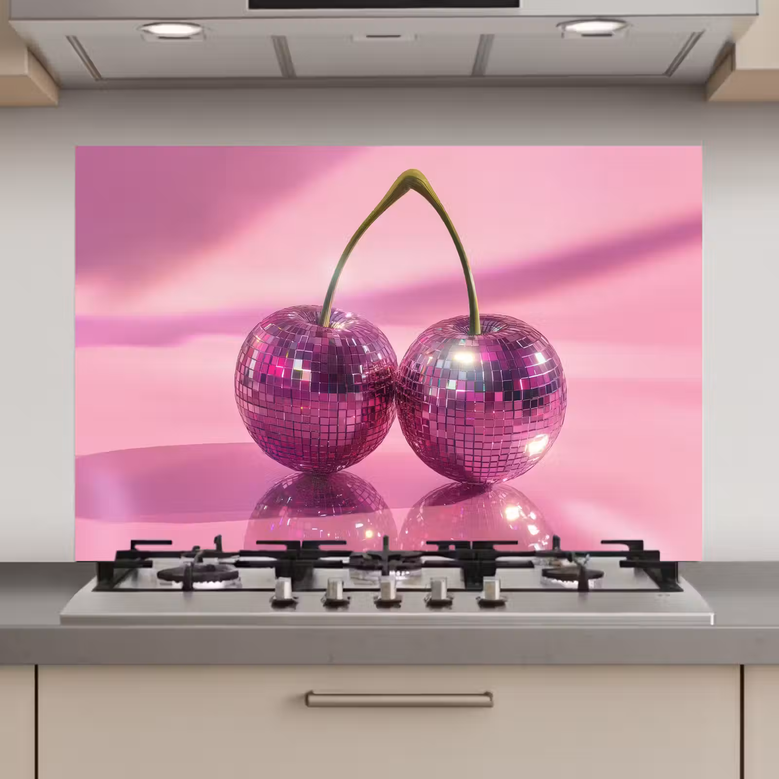 Spatscherm keuken - Glitter - Discobol - Roze - Kersen — 1