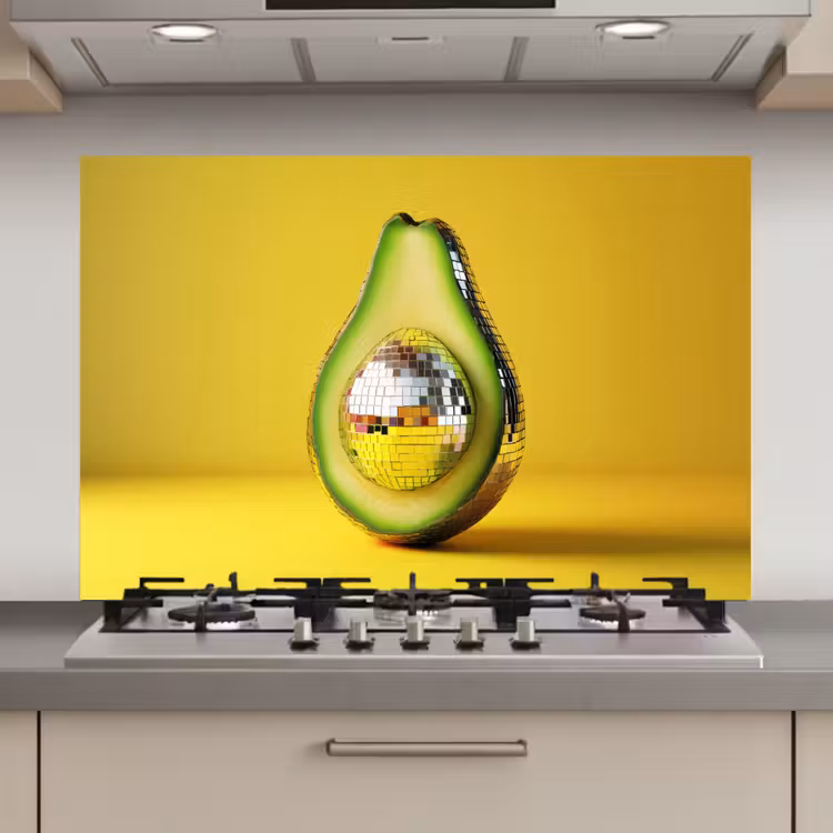 Spatscherm keuken - Avocado - Discobal - Geel - Glitter — 1