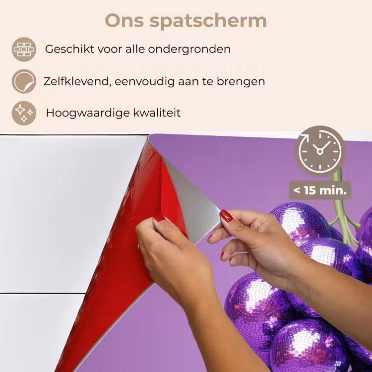 Spatscherm keuken - Druif - Disco - Glitter - Paars — 4