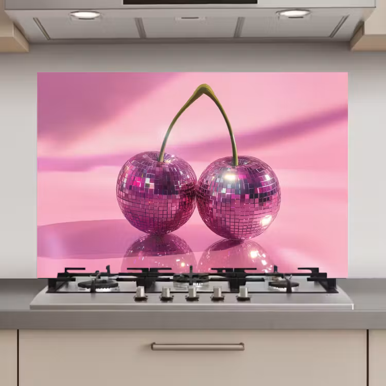 Spatscherm keuken - Glitter - Discobol - Roze - Kersen — 1