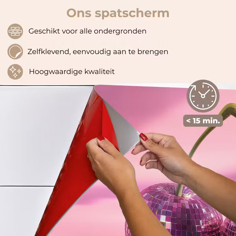 Spatscherm keuken - Glitter - Discobol - Roze - Kersen — 4