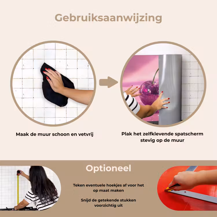 Spatscherm keuken - Glitter - Discobol - Roze - Kersen — 8