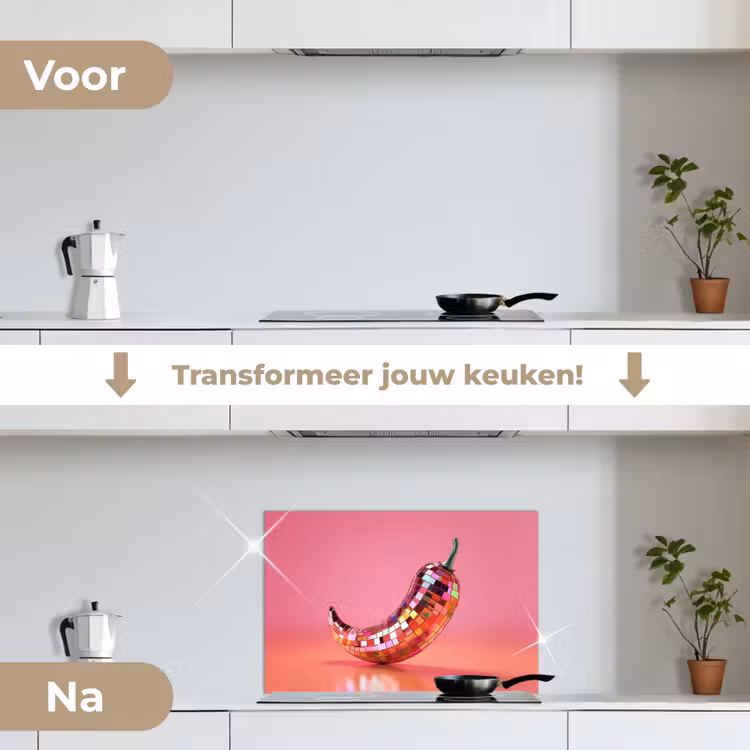 Spatscherm keuken - Peper - Disco - Rood - Glitter — 3