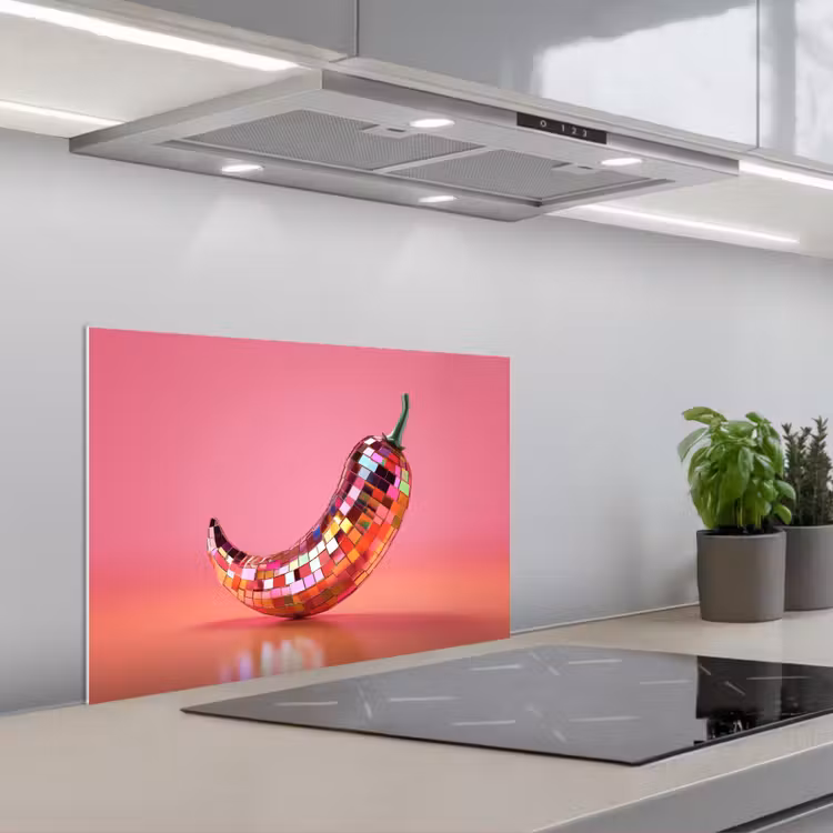 Spatscherm keuken - Peper - Disco - Rood - Glitter — 5