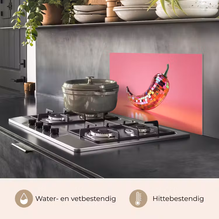 Spatscherm keuken - Peper - Disco - Rood - Glitter — 7