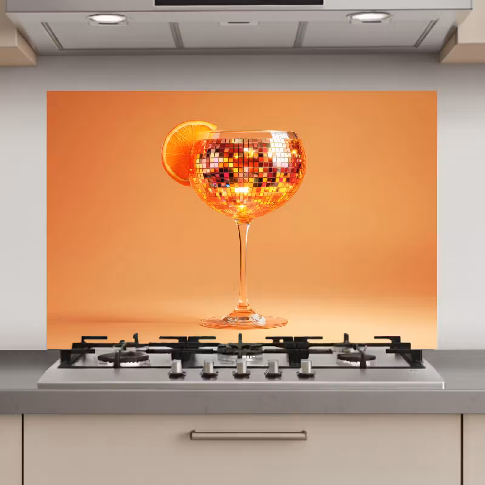Spatscherm keuken - Drank - Oranje - Glitter - Disco — 1