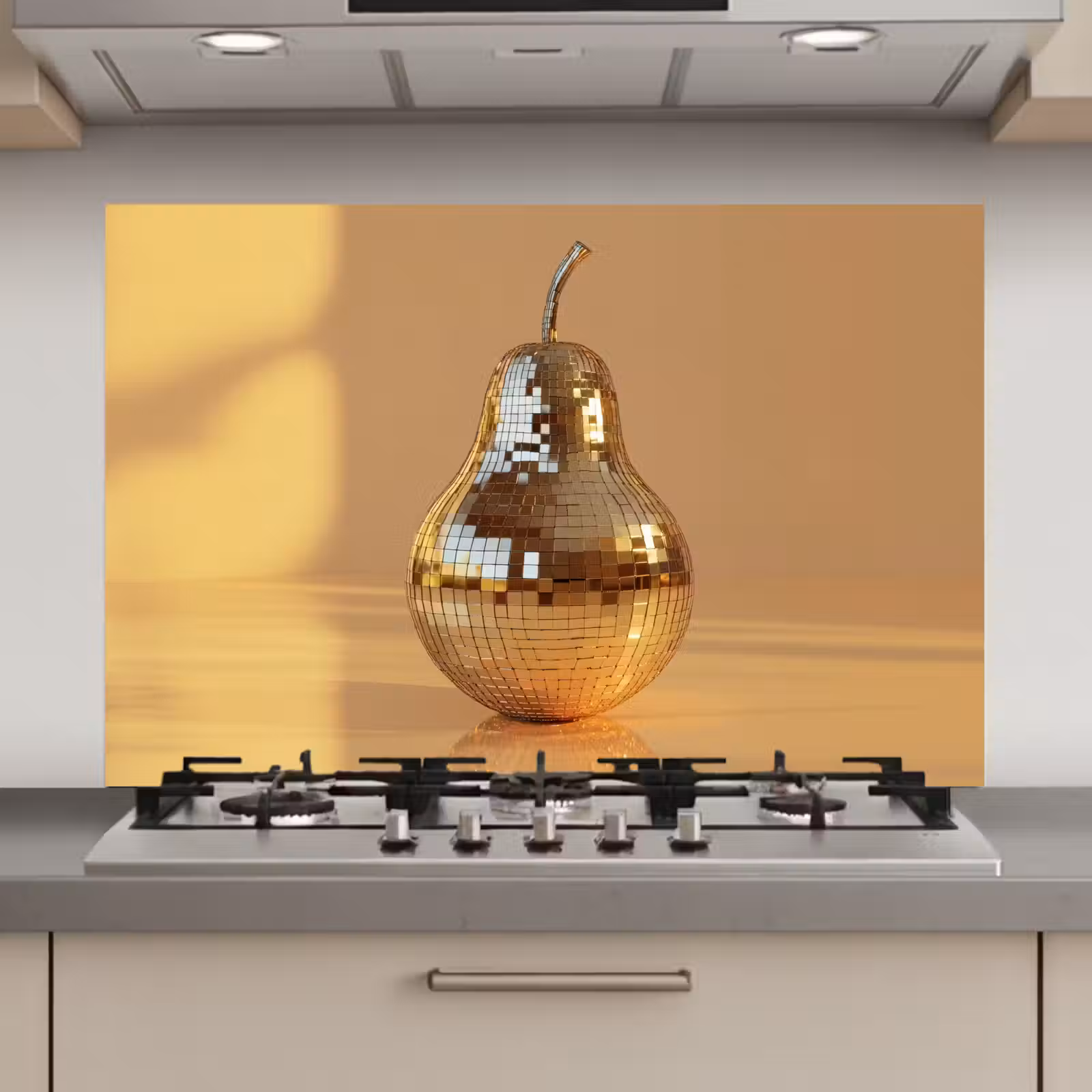 Spatscherm keuken - Goud - Disco - Glitter - Peer — 1