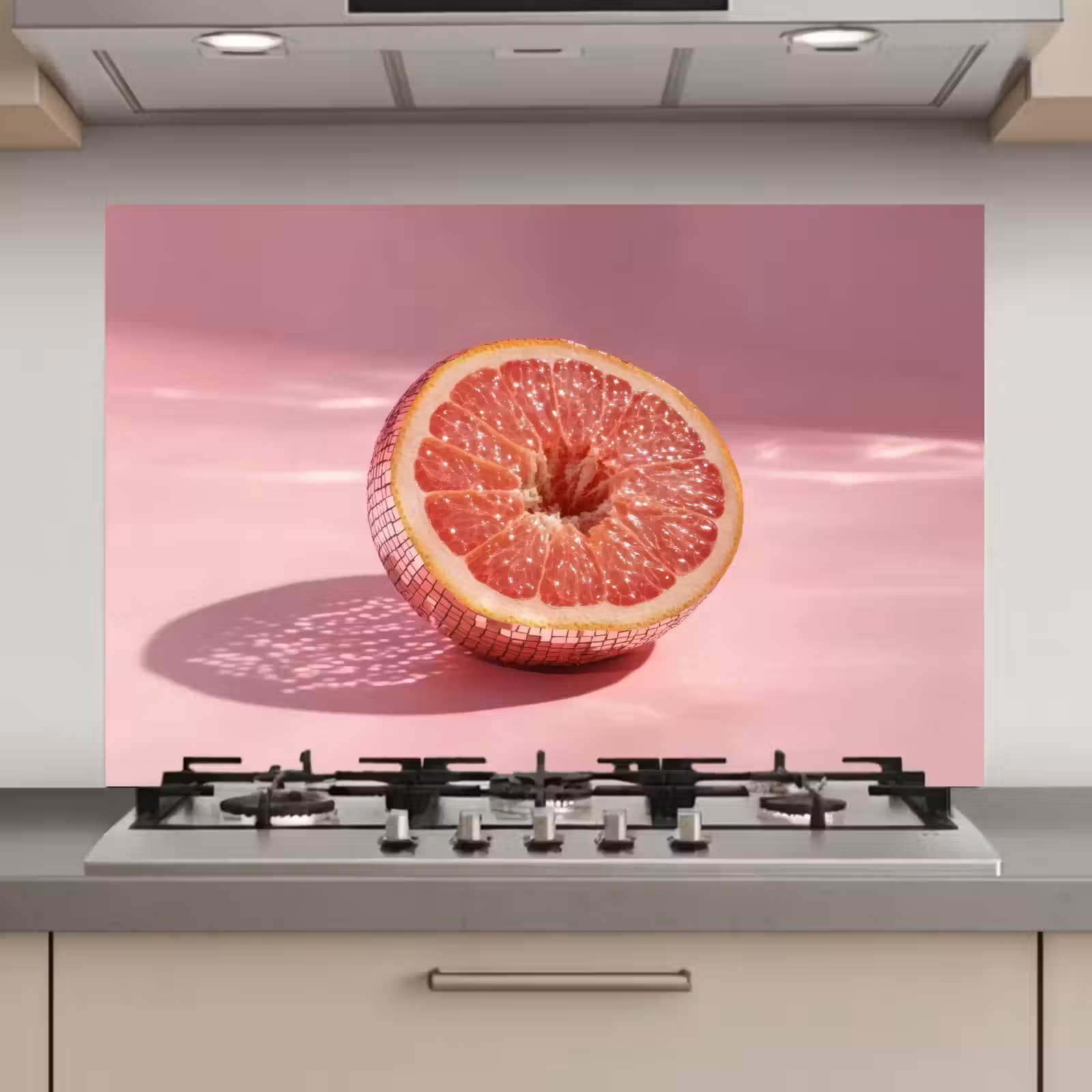Spatscherm keuken - Grapefruit - Roze - Disco - Shiny — 1