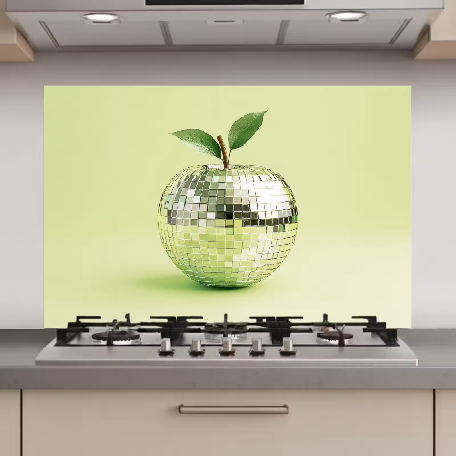 Spatscherm keuken - Groen - Disco - Decoratie - Appel — 1