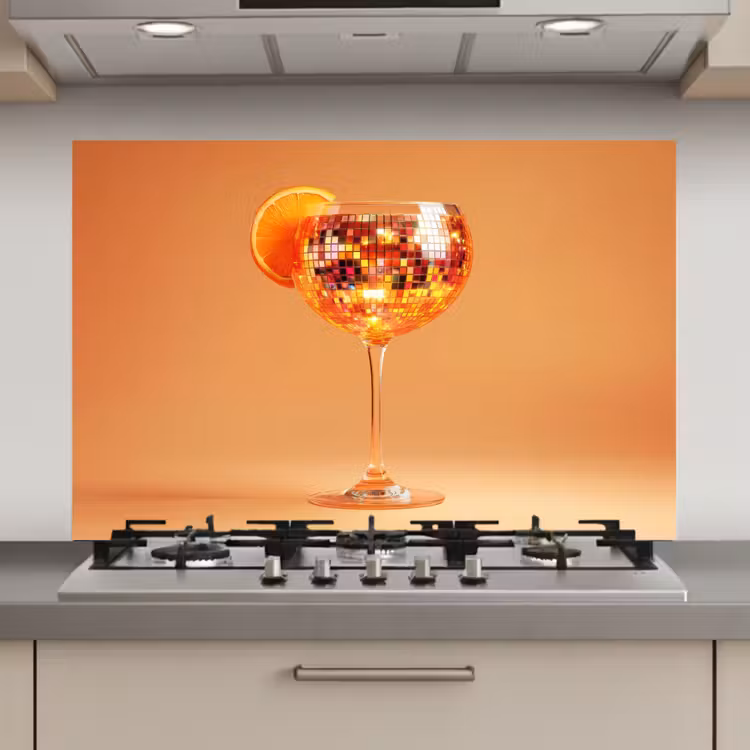 Spatscherm keuken - Drank - Oranje - Glitter - Disco — 1