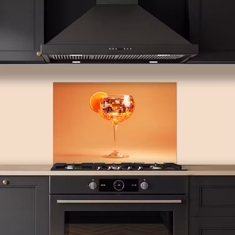 Spatscherm keuken - Drank - Oranje - Glitter - Disco — 2