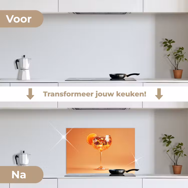 Spatscherm keuken - Drank - Oranje - Glitter - Disco — 3