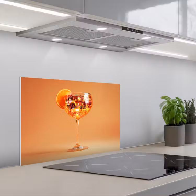 Spatscherm keuken - Drank - Oranje - Glitter - Disco — 5