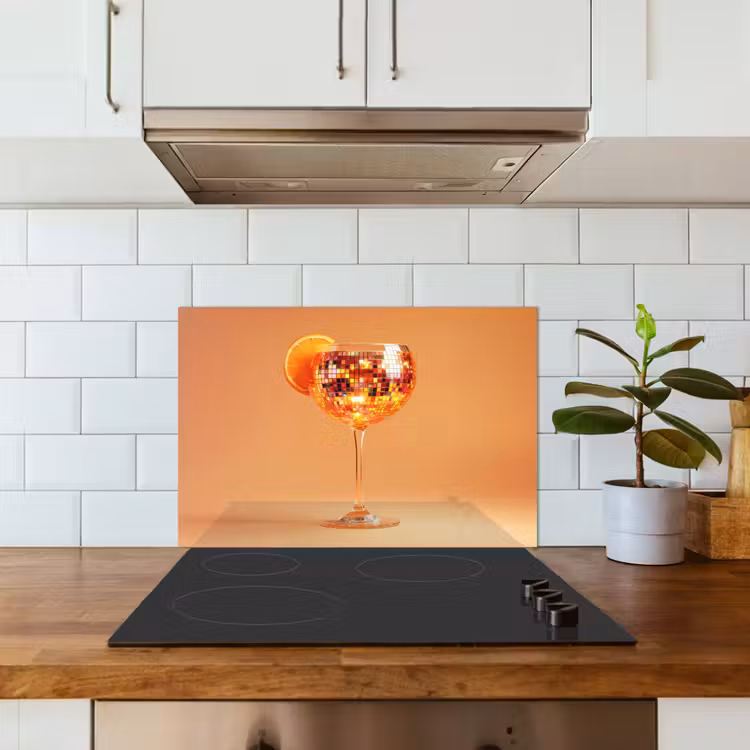 Spatscherm keuken - Drank - Oranje - Glitter - Disco — 6
