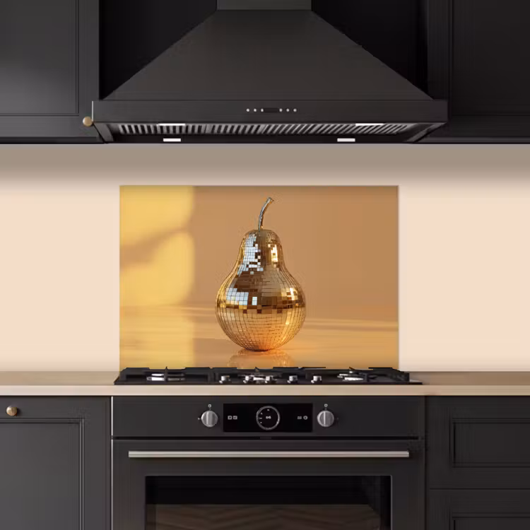 Spatscherm keuken - Goud - Disco - Glitter - Peer — 2