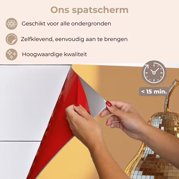 Spatscherm keuken - Goud - Disco - Glitter - Peer — 4