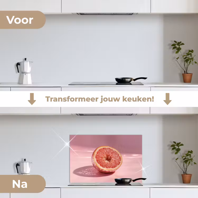 Spatscherm keuken - Grapefruit - Roze - Disco - Shiny — 3