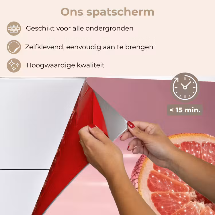 Spatscherm keuken - Grapefruit - Roze - Disco - Shiny — 4