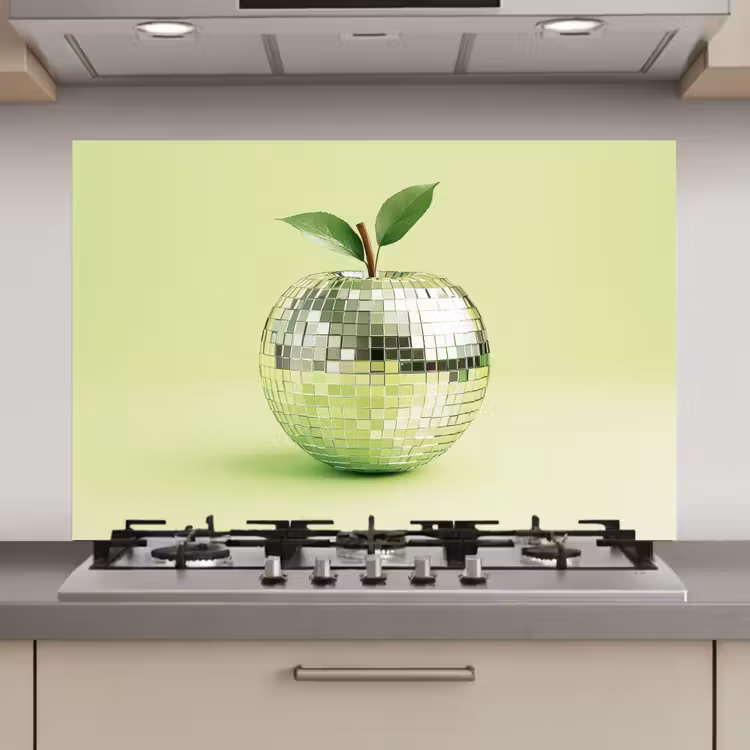 Spatscherm keuken - Groen - Disco - Decoratie - Appel — 1