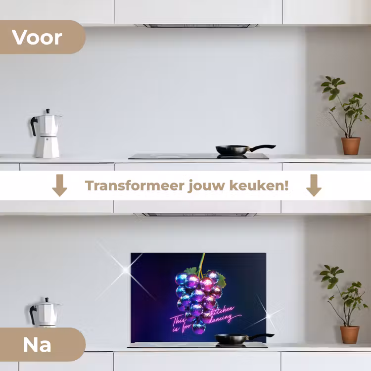 Spatscherm keuken - Quote - Neon - Disco - Druiven — 3