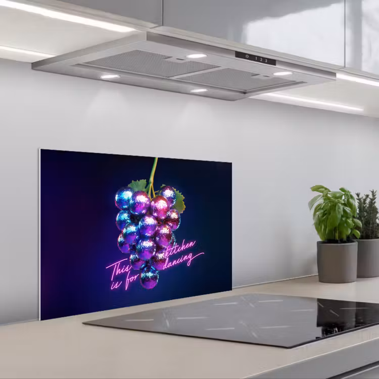 Spatscherm keuken - Quote - Neon - Disco - Druiven — 5