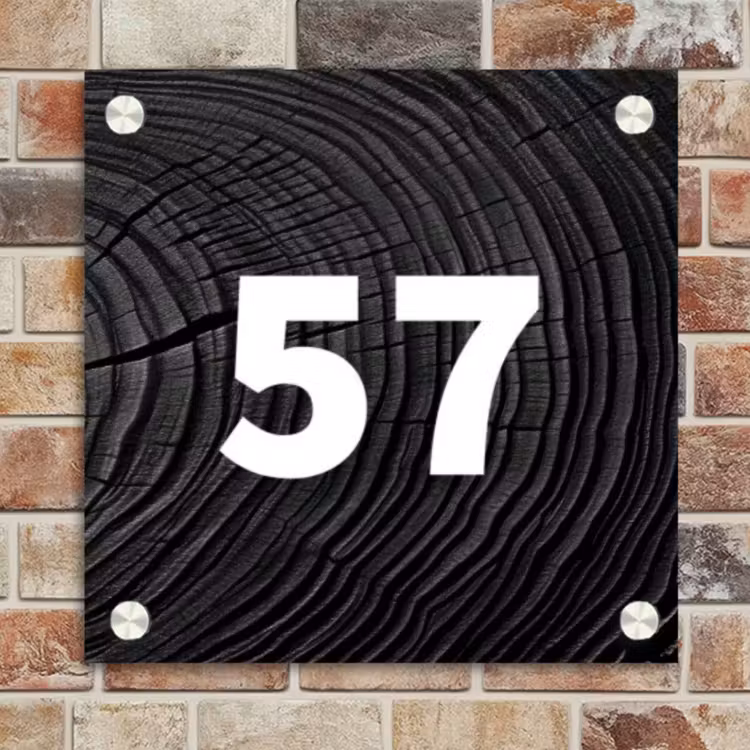 Naambordje voordeur - Vierkant - Zwarte houten nerf - Traditioneel — 4