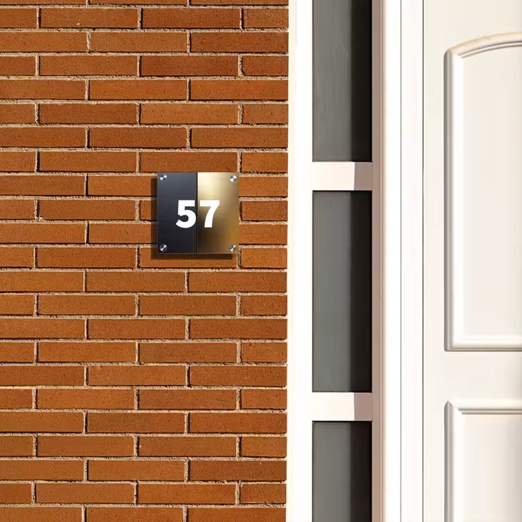 Naambordje voordeur - Vierkant - Half goud zwart - Traditioneel — 5