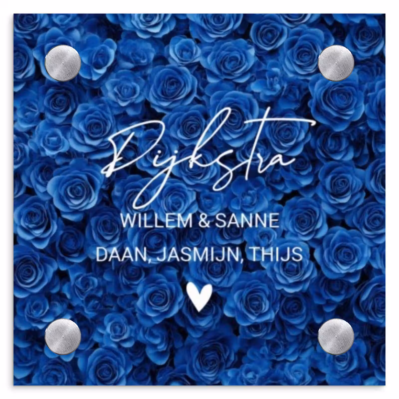 Naambordje voordeur - Vierkant - Blauwe rozen - Sierlijk — 1