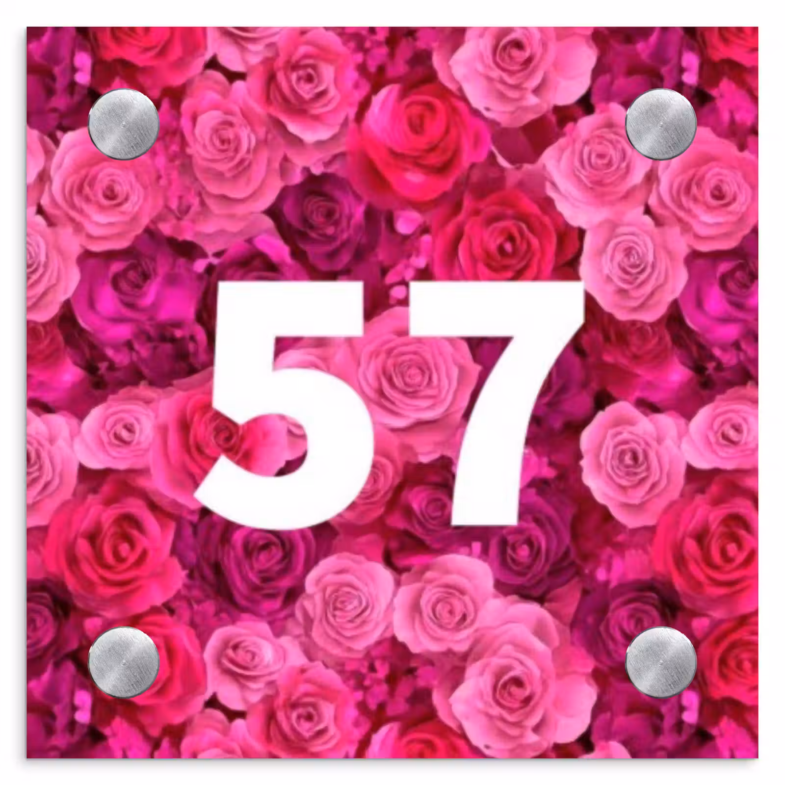 Naambordje voordeur - Vierkant - Roze rozen - Traditioneel — 1