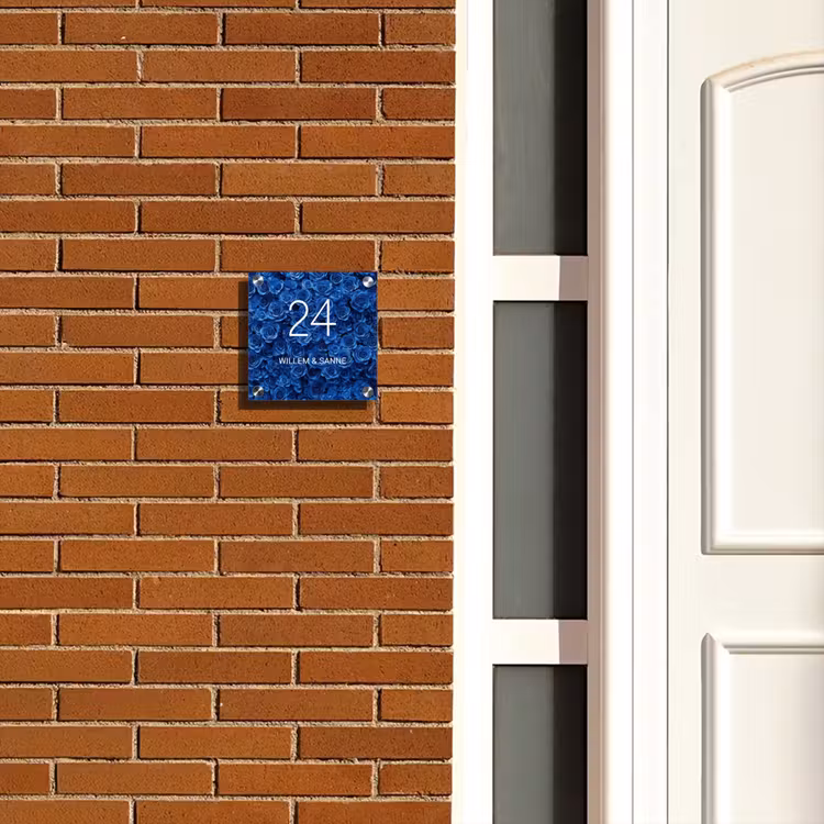 Naambordje voordeur - Vierkant - Blauwe rozen - Klassiek — 5