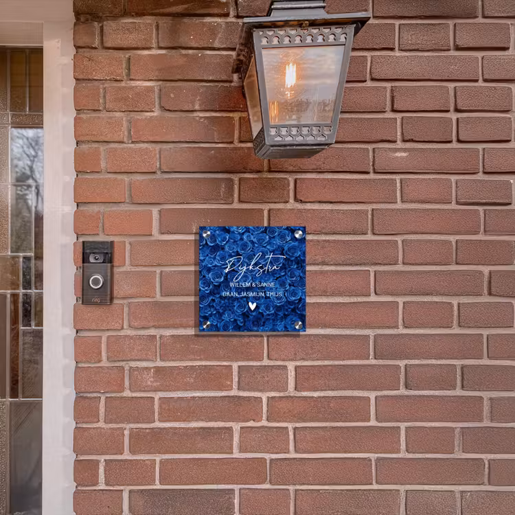 Naambordje voordeur - Vierkant - Blauwe rozen - Sierlijk — 3