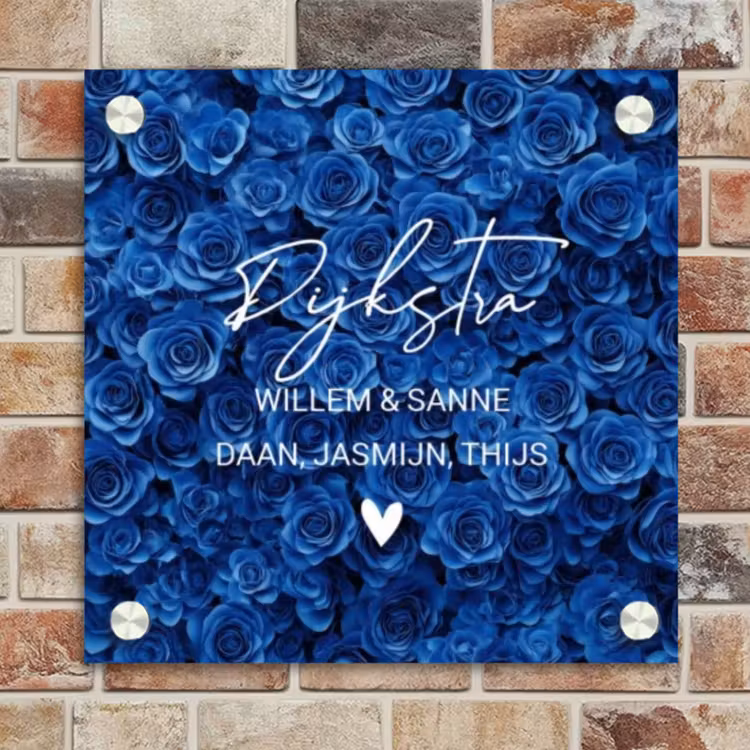 Naambordje voordeur - Vierkant - Blauwe rozen - Sierlijk — 4