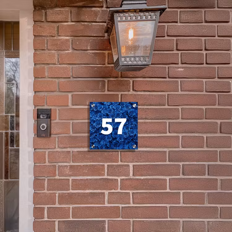 Naambordje voordeur - Vierkant - Blauwe rozen - Traditioneel — 3