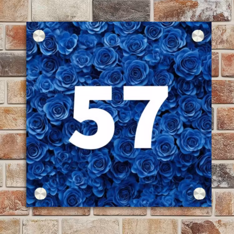 Naambordje voordeur - Vierkant - Blauwe rozen - Traditioneel — 4