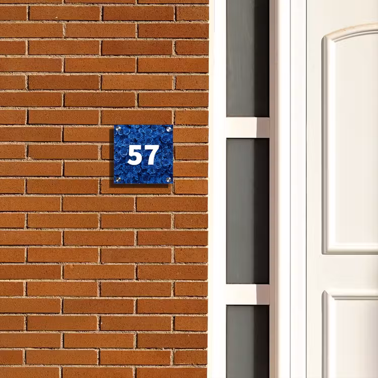 Naambordje voordeur - Vierkant - Blauwe rozen - Traditioneel — 5