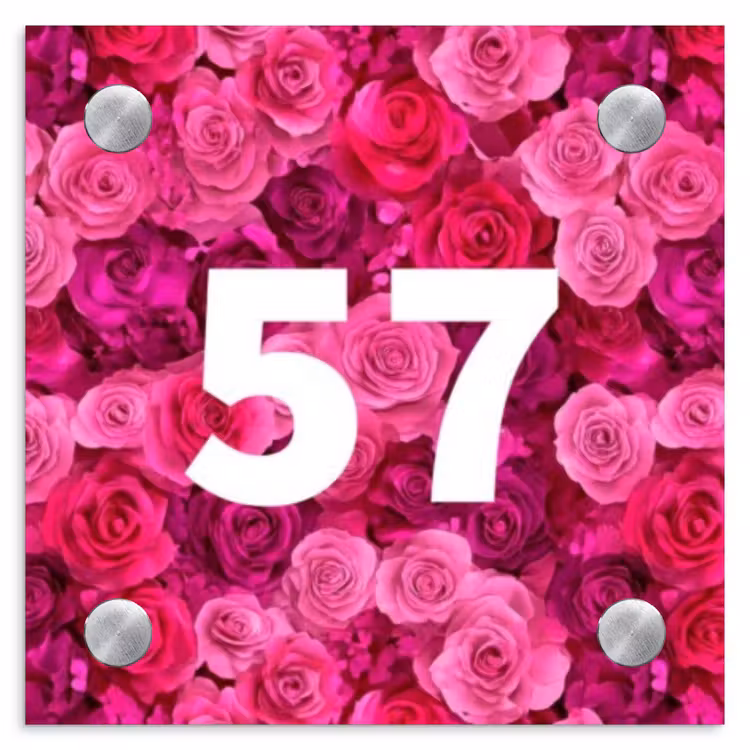 Naambordje voordeur - Vierkant - Roze rozen - Traditioneel — 1