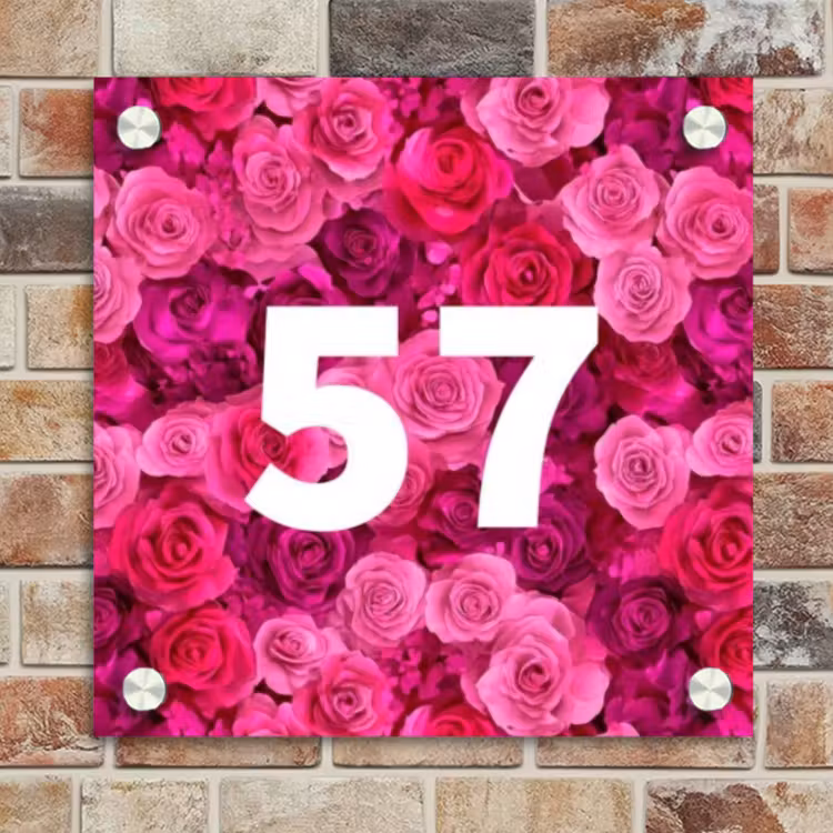 Naambordje voordeur - Vierkant - Roze rozen - Traditioneel — 4