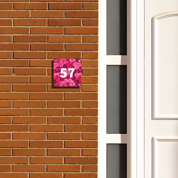 Naambordje voordeur - Vierkant - Roze rozen - Traditioneel — 5