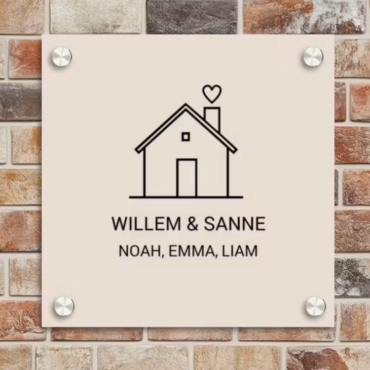 Naambordje voordeur - Vierkant - Huis illustratie - Klassiek — 4