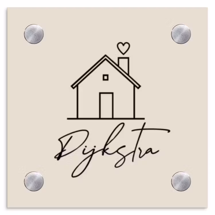Naambordje voordeur - Vierkant - Huis illustratie - Sierlijk — 1