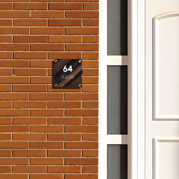 Naambordje voordeur - Vierkant - Bruine diagonale banen - Modern — 5