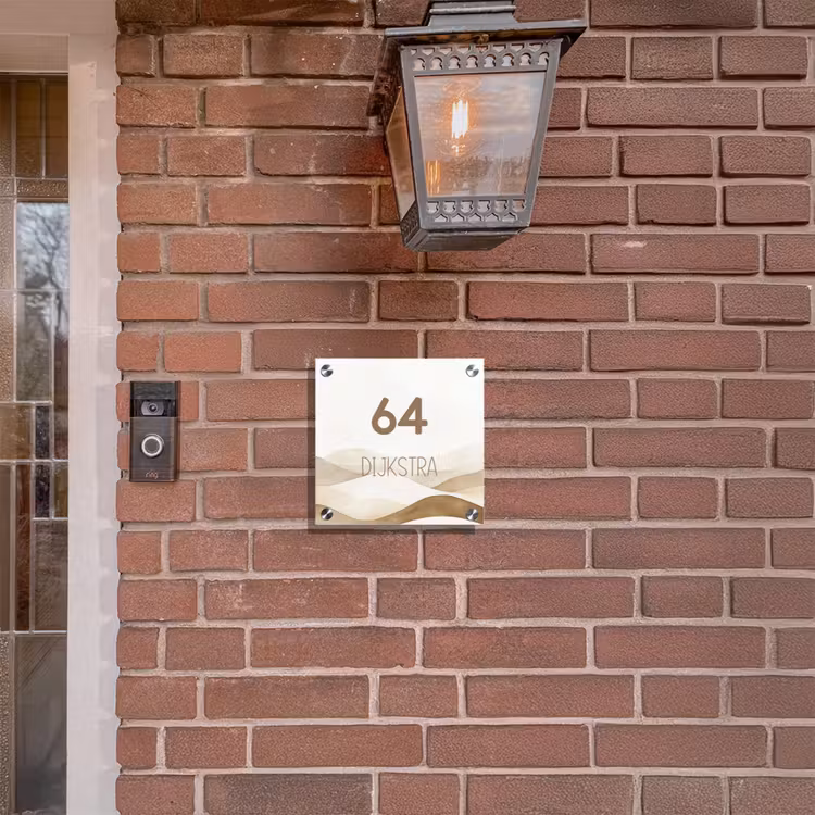 Naambordje voordeur - Vierkant - Beige landschap - Modern — 3